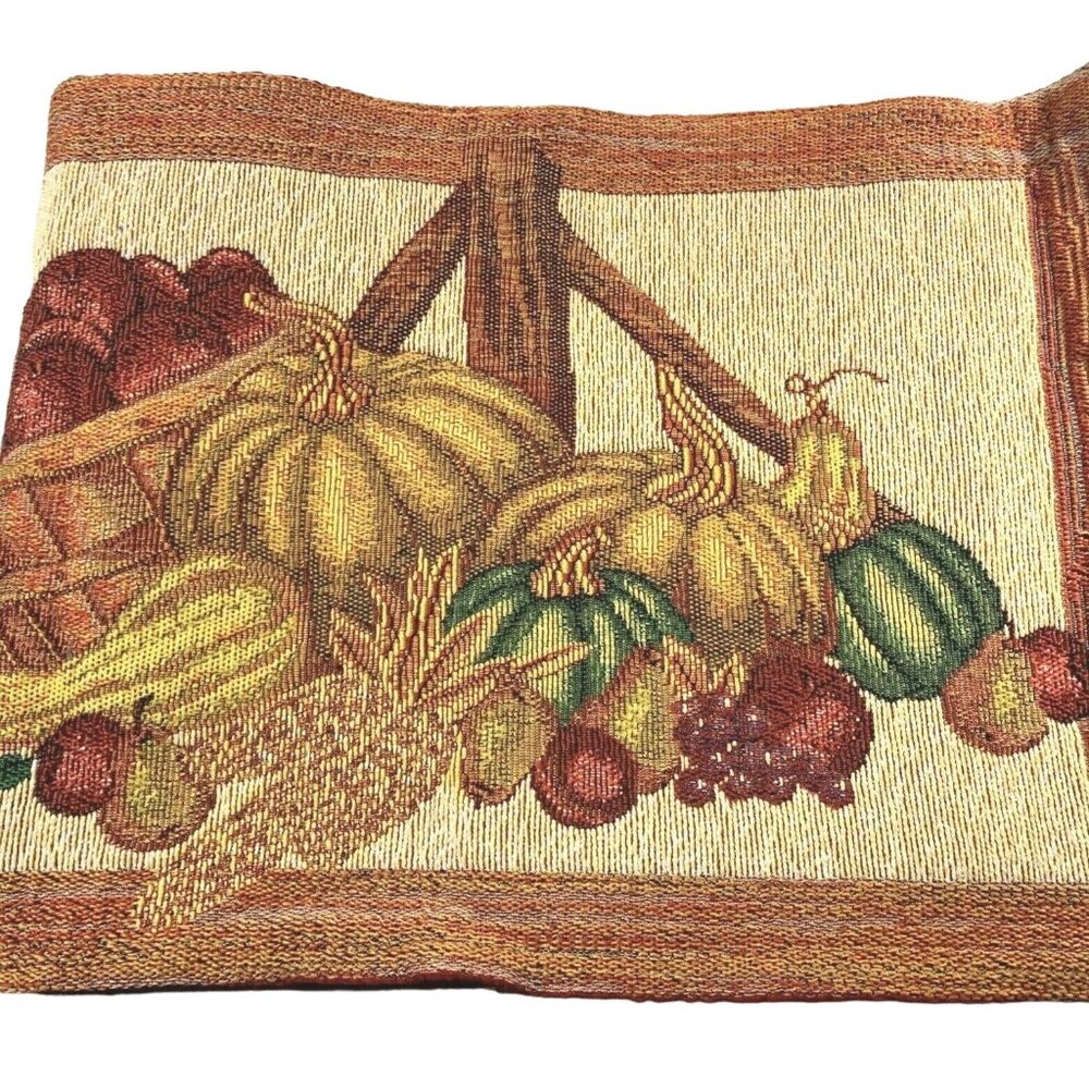 Harvest Thanksgiving Halloween Embroidered Table Runner NWOT - Picture 5 of 12
